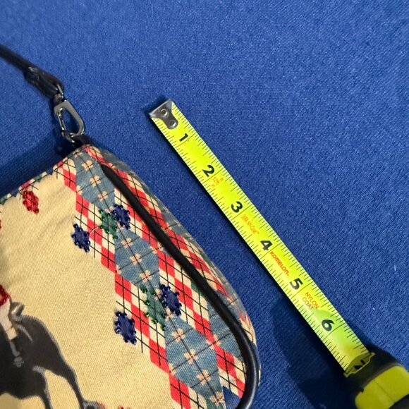 Paradox Vintage Beaded Equestrian Canvas Baguette Bag 90s/Y2K Argyle Purse - Picture 9 of 12